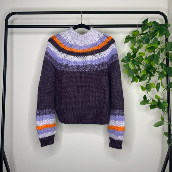 Maje Meilleur Mohair Blend Striped Intarsia-Knit Sweater size 1 (S, Small) - Picture 2 of 13